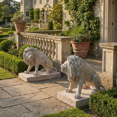 Garden Statue Seated Figure On Pedestal Weathered Stone Sculpture