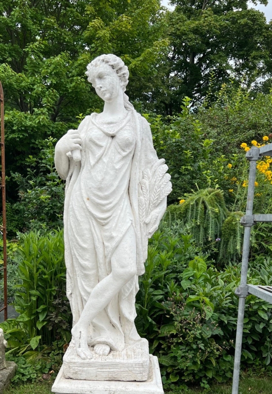 Garden Statue Set Four Seasons Cherubs, Weathered Stone Finish