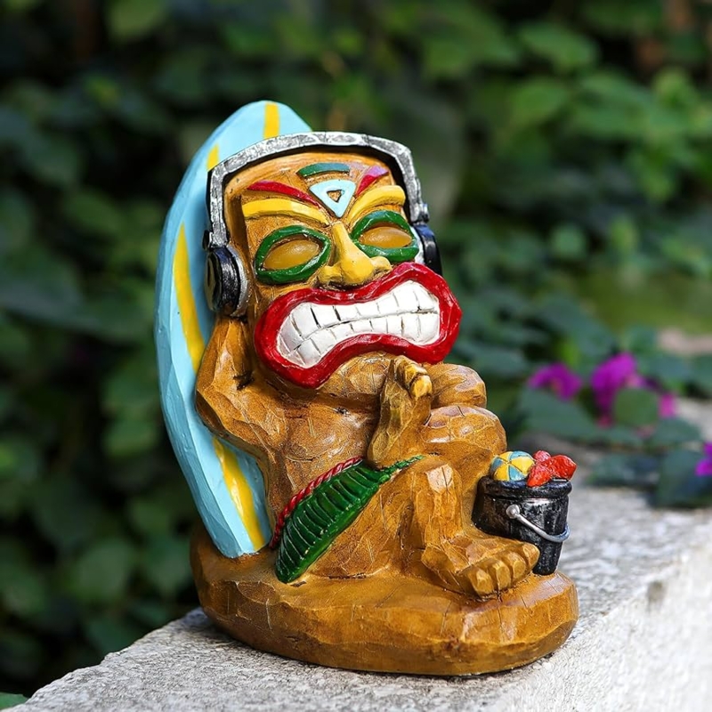 Garden Statue Solar Powered Surfboard Base Illuminated Tiki