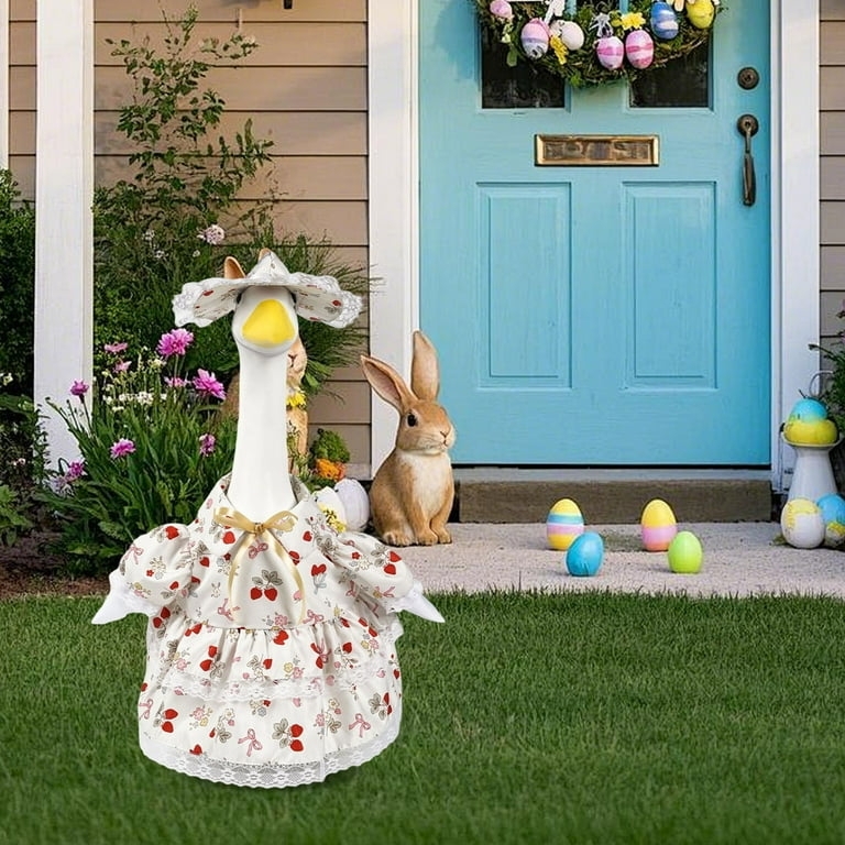 Garden Statue Standing Bunny Pose, Holding Easter Egg, Large Scale Decor