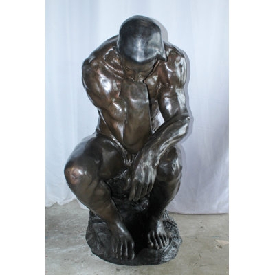 Garden Statue The Thinker Replica Aged Bronze Finish Classical Lawn Decor