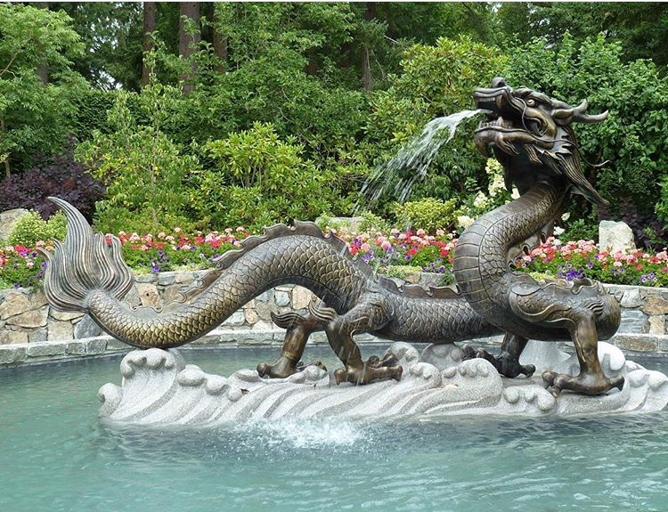 Garden Statue Traditional Chinese Dragon Serpentine Form Bronze