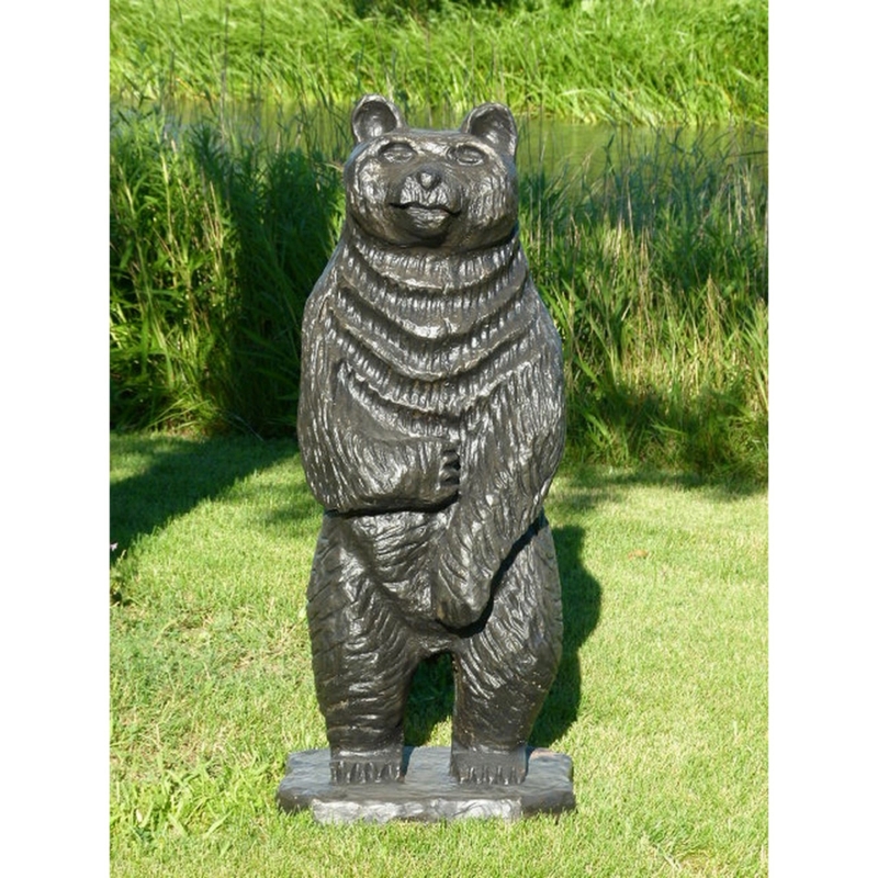 Garden Statue Upright Pose Distressed Wood Look Fur Texture Earthy