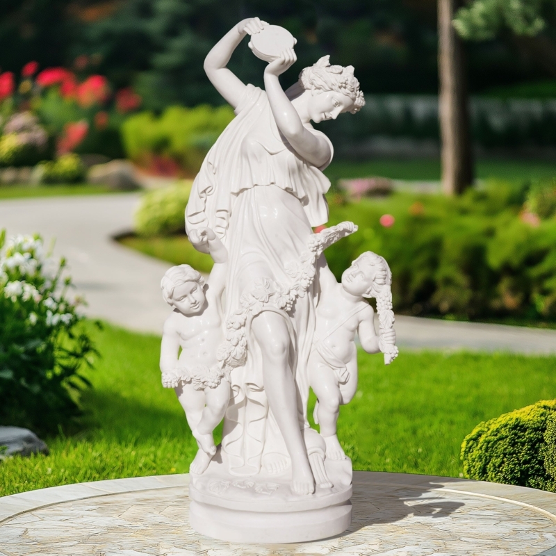 Garden Statue Venus And Cupid Classical Mythological White Marble Look