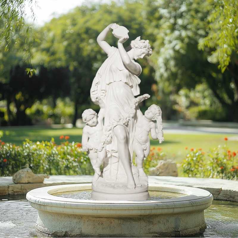 Garden Statue Venus and Cupid Motif Ornate Pedestal Classical Decor