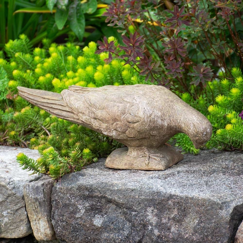 Garden Statue Weathered Stone Patina Integrated Plinth Grey
