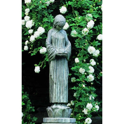 Garden Statue Wood Nymph Motif Holding Bowl Classical Accent