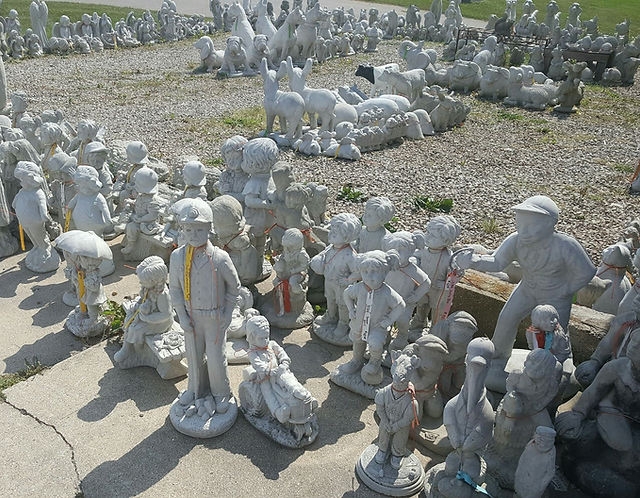 Garden Statues Lion Motif Religious Icons Weathered Stone Decor