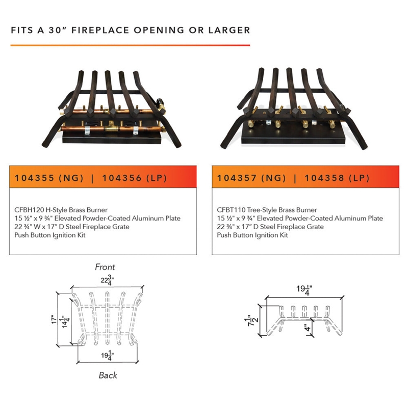 Gas Burner Tree Style Branch Arm Design with Lava Rock Media Kit