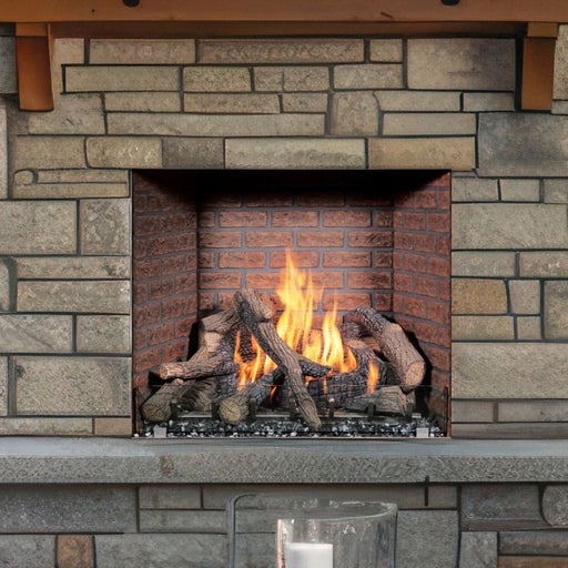 Gas Fireplace Arched Silhouette Traditional Rustic Brick Liner