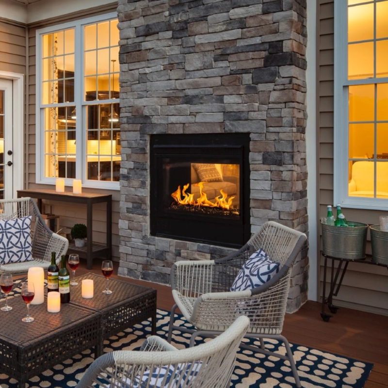 Gas Fireplace Double Sided See-Through Indoor Outdoor Built-In