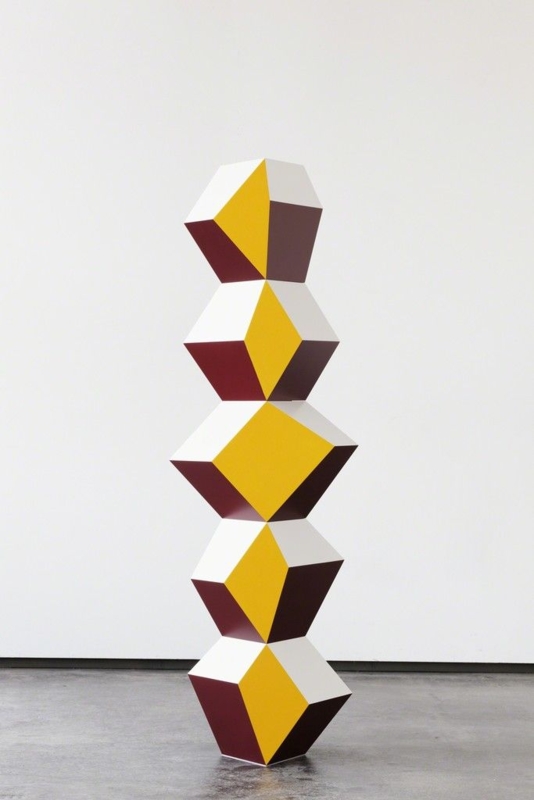Geometric Sculpture White Origami Inspired Triangular Facets Garden Decor