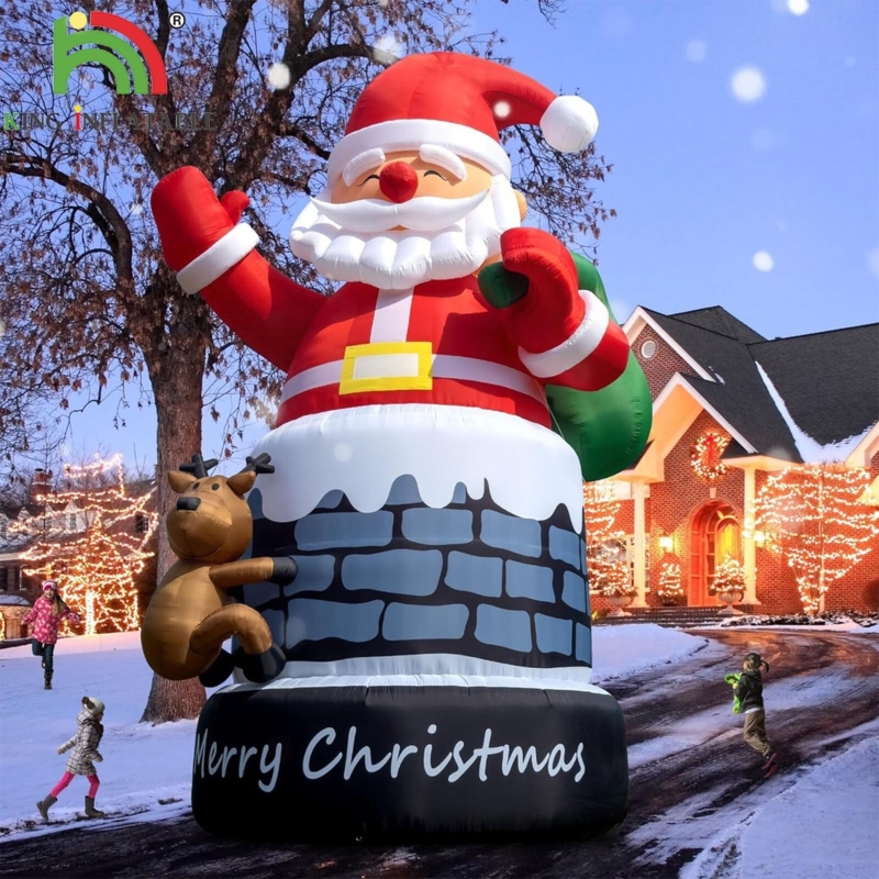 Giant Christmas Inflatable, 33 Ft Waving Santa, Oversized Outdoor