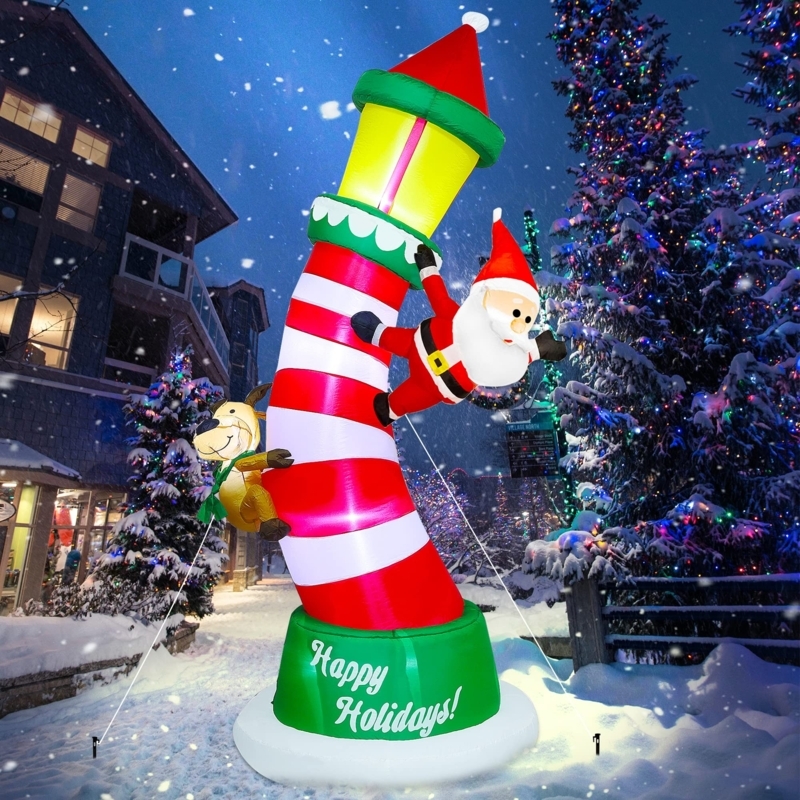 Giant Christmas Inflatable Lighthouse, 9ft Tall with Internal LED Glow