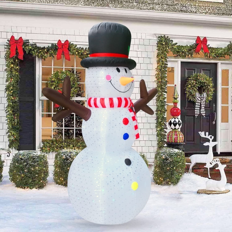 Giant Holiday Inflatable Snowman and Snowflakes Trio, 8 Ft