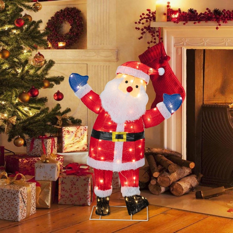 Graduated Figurine Set of Traditional Velvet Santa Clauses