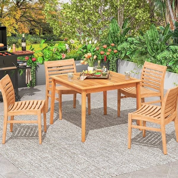 Gymax 40'' 4-Person Outdoor Acacia Wood Dining Table w/ 1.96'' - On Sale -  Bed Bath & Beyond - 42137995