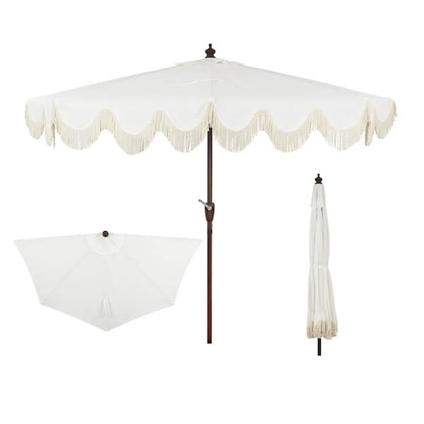 Half Market Umbrella with Scalloped Black Fringe