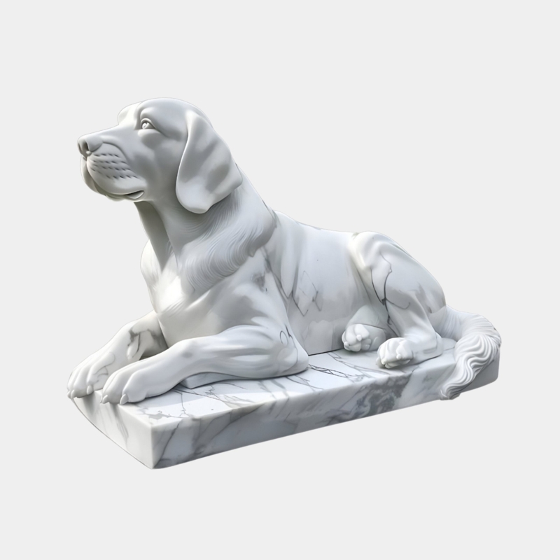 Hand Carved Garden Statue Marble Like White Lying Pose Classical