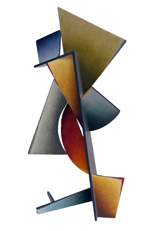 Hand Painted Steel Sculpture Charcoal Red Welded Cuboids Gallery Piece
