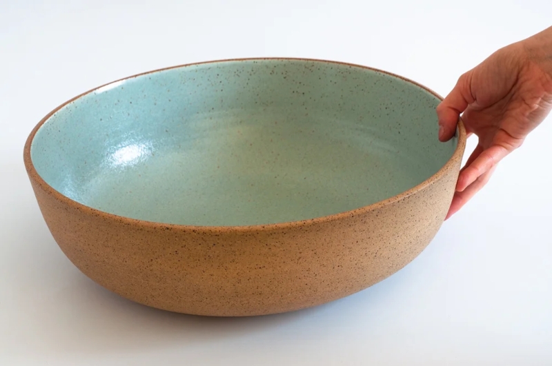 Hand-Thrown Stoneware Dish Extra Large Shallow Matte Finish Cream
