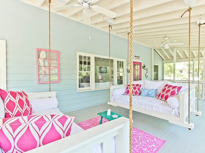 Hanging Daybed Thick Rope Hangers Coastal Porch Swing