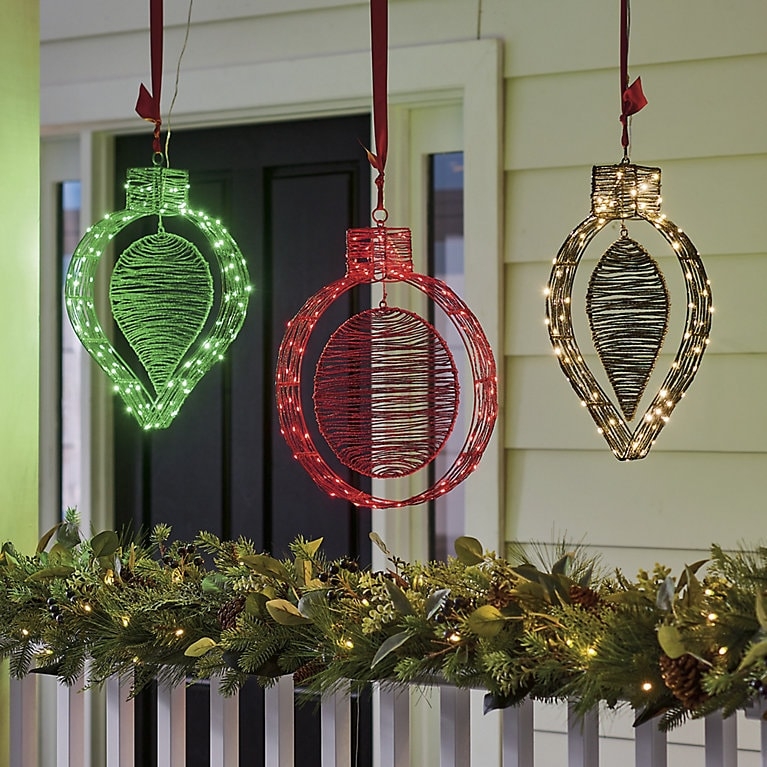 Hanging Ornament Faceted Surface Jewel Tone Internal Glow Holiday Decor