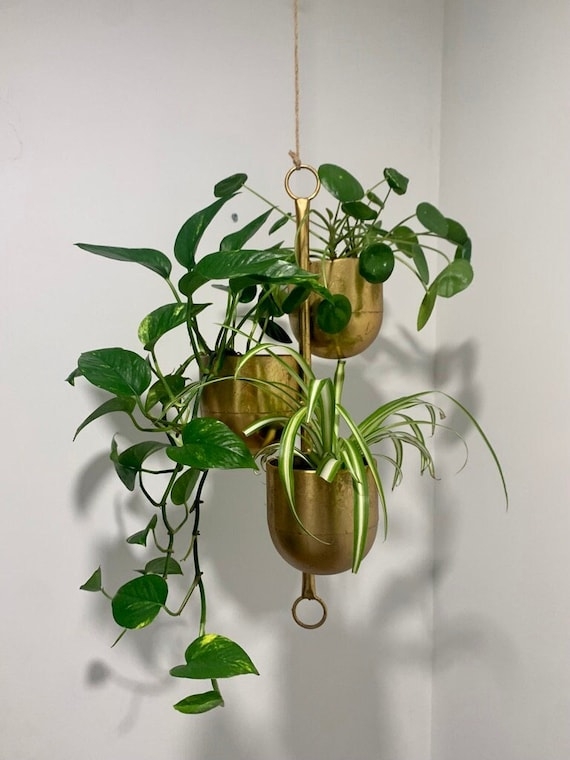 Hanging Planter Brushed Three-Tier Vertical Tapered Pots