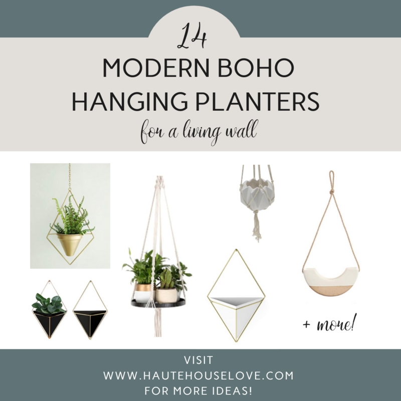 Hanging Planter Collection of Mixed Materials and Geometric Silhouettes
