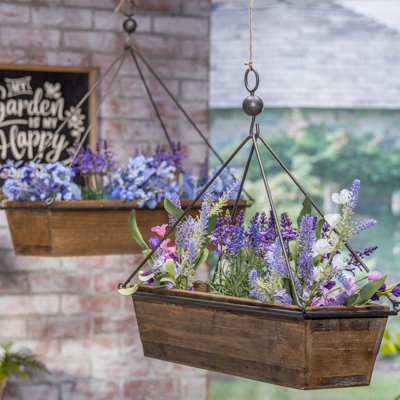 Hanging Planter Set, Rectangular Trough with Wire Cage Frame (64)