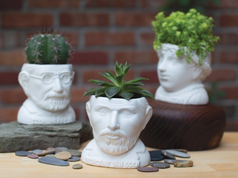 Head Planter, Van Gogh Likeness, Sculptural Form, Hand Painted Ceramic