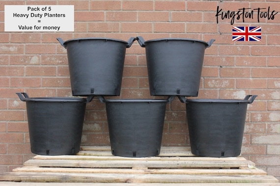 Heavy Duty Vegetable Grow Tubs Integrated Handles Black Plastic