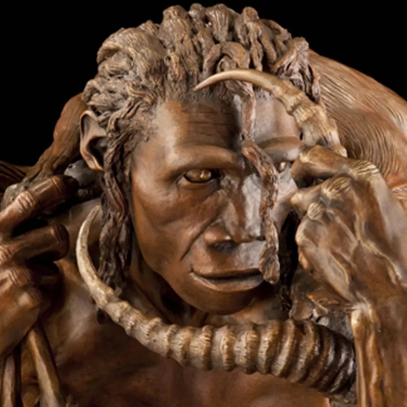 Historic Sculpture of Prehistoric Human Figure with Matte Finish