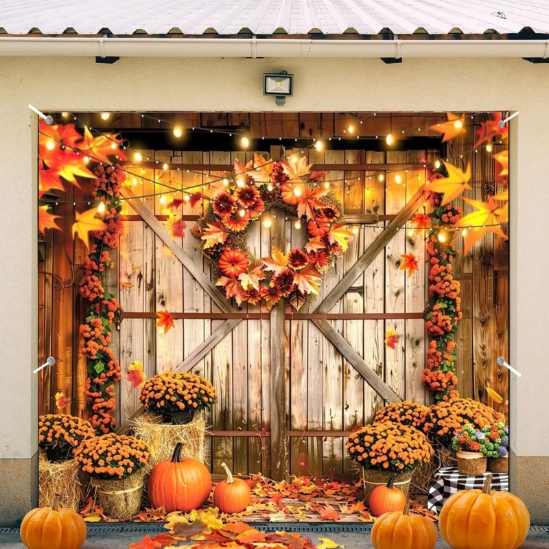 Holiday Banner Garage Door Fit Oversized Dimensions Thanksgiving Decor