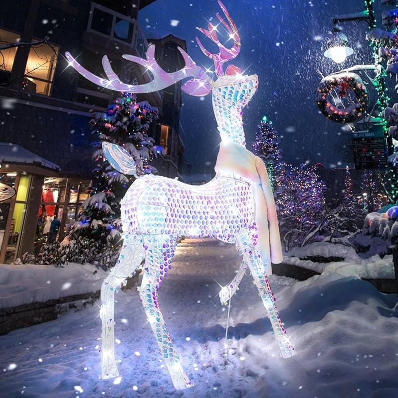 Holiday Decoration Iridescent Finish Cool White LED Modern Reindeer