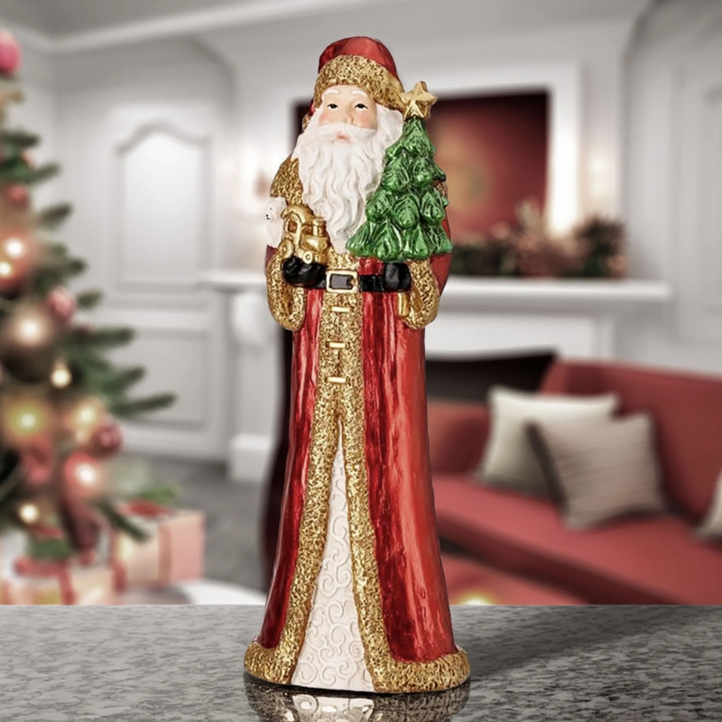 Holiday Figurine, Ornate Embroidery, Victorian Styling, Classic Accent