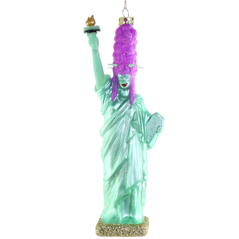 Holiday Ornament Statue of Liberty Gold Multi Colored Glitter