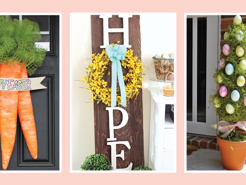 Holiday Yard Decor with Oversized Eggs, Bunny Figurine, Pastel Colors