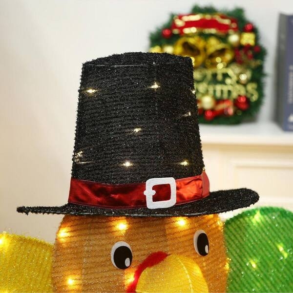 Holiday Yard Decoration, Lighted Turkey with Colorful Mesh Plumage