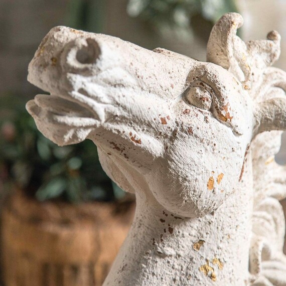 Horse Statue Weathered Stone Like Texture Classic Horse Head Statue