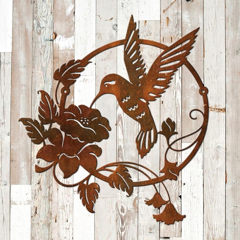 Hummingbird Wall Art Iridescent Finish Cutout Whimsical Nature Decor