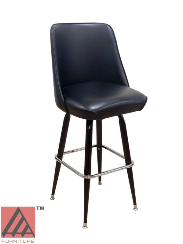Industrial Bar Stool with Square Metal Frame and Bucket Seat