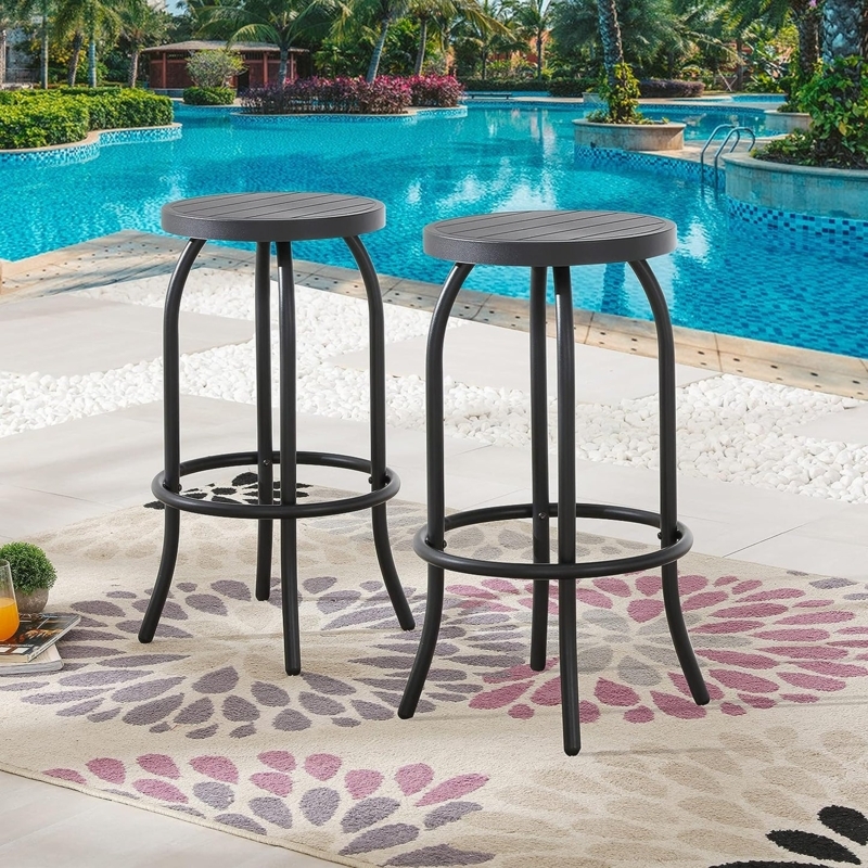 Industrial Black Metal Bar Stool featuring Unique Bicycle Pedal Footrests