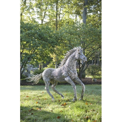 Industrial Horse Pipe Sculpture Metal Silver Mechanical Fittings