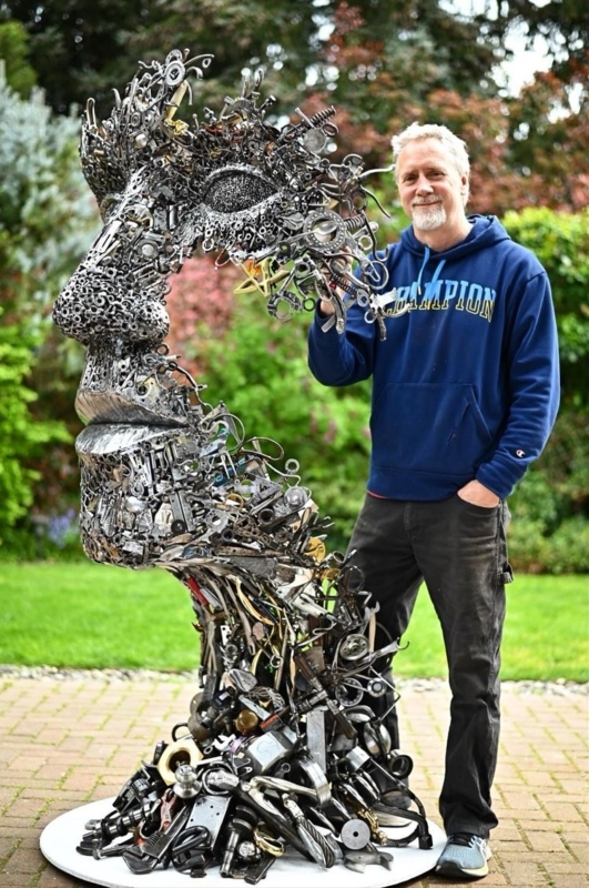 Industrial Scrap Metal Sculpture Welded Human Figure