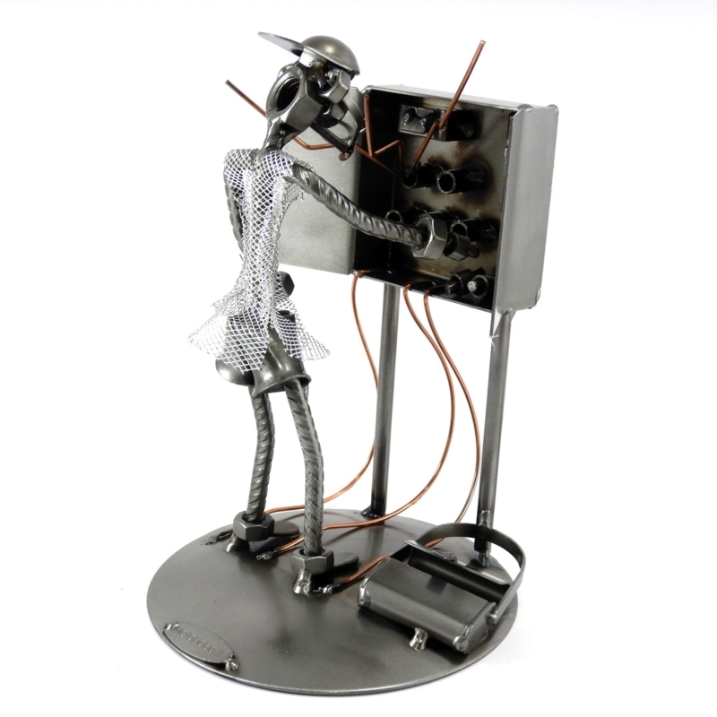 Industrial Steampunk Recycled Metal Electrician Sculpture Hardware Art