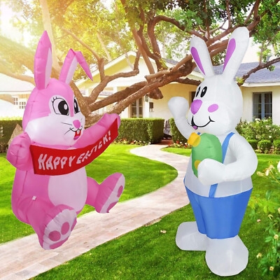 Inflatable Easter Bunny with Oversized Carrot Prop Yard Decor