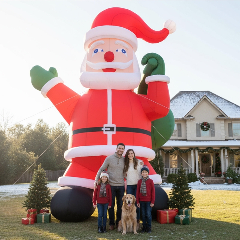 Inflatable Santa, Giant Scale 33 Ft, Traditional Silhouette, Air Blown