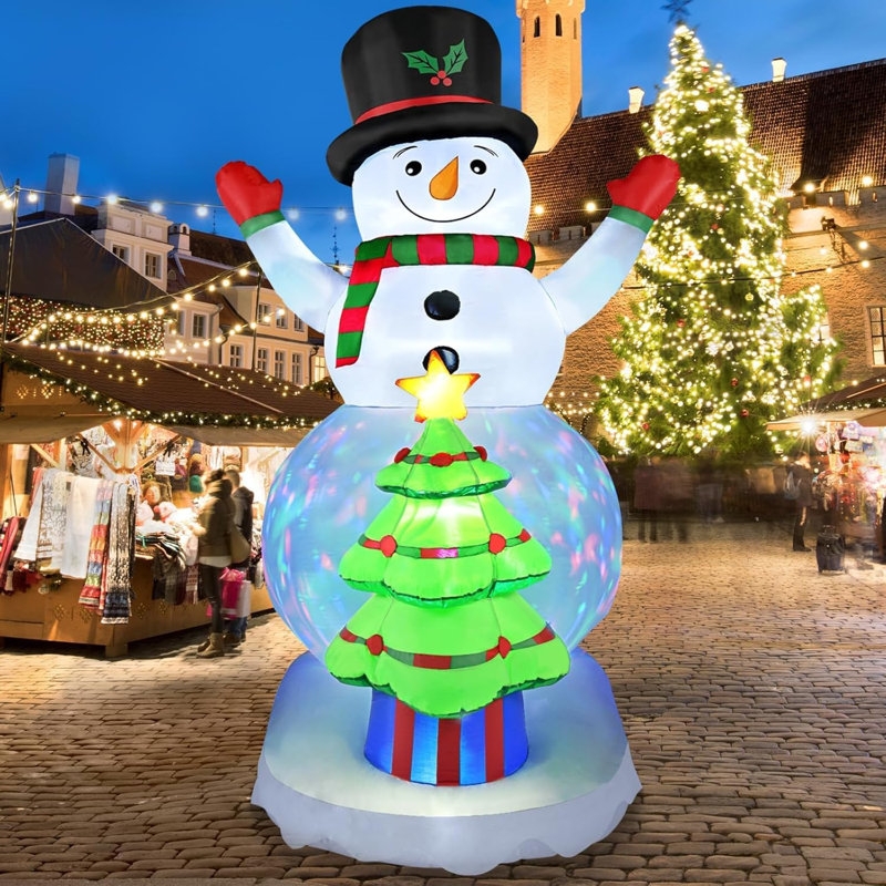 Inflatable Snowman 8 Ft, Integrated Christmas Tree Rotating LED