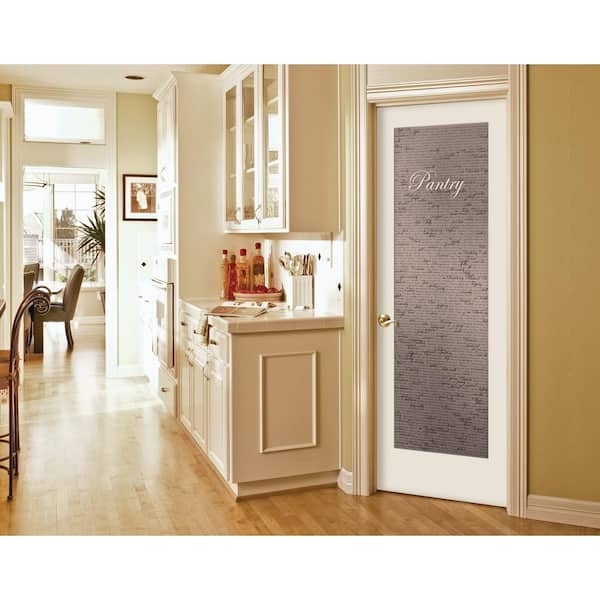 Interior Door Etched Pantry Glass White Primed Finish Frosted